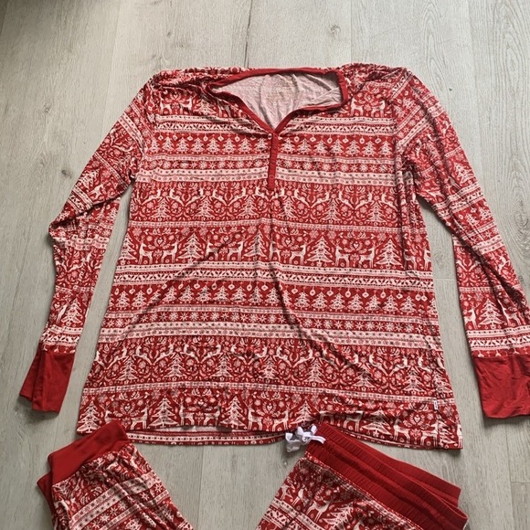 Little sleepies Christmas Womens red reindeer trees size X-LARGE holidays - Picture 2 of 14